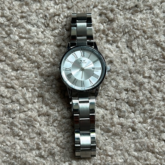 Laser men’s NWOT‎ never worn stainless steel watch fits a M-L sized wrist - Picture 1 of 8